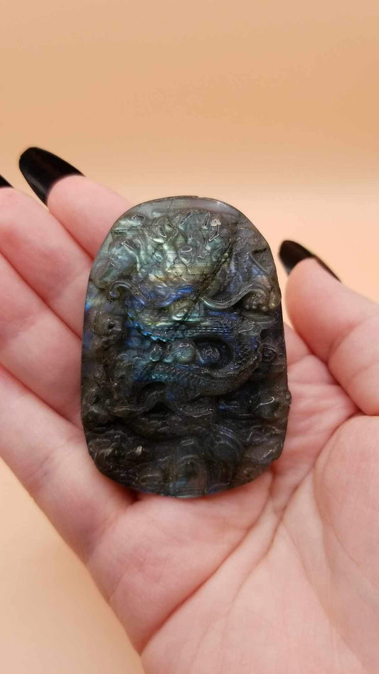 Labradorite Dragon Carvings