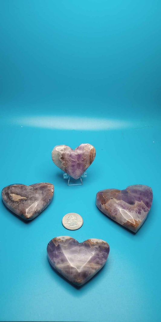 Crazy Lace Agate Heart Carvings