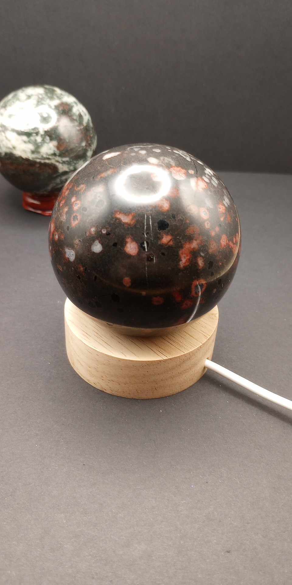 Plum Blossom Jasper Sphere